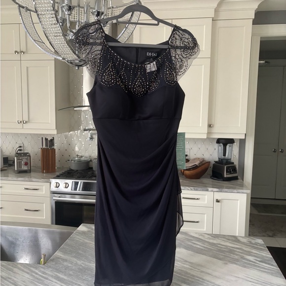 JCPenney Black Beaded Cap Sleeve Dress size 10 new with tags celebration - Picture 14 of 17